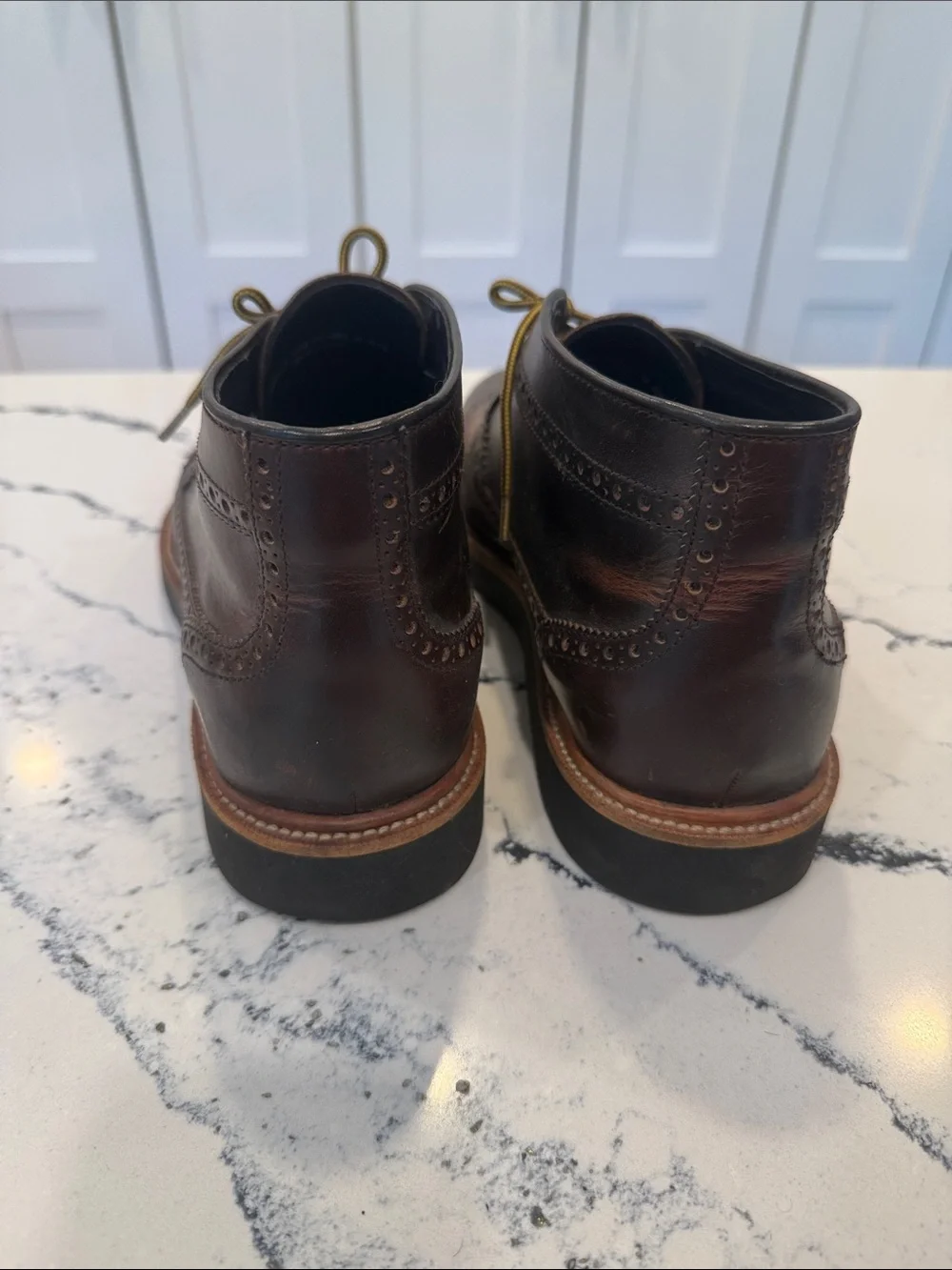 Vibram Men's Dark Brown Leather Brogue Chukka Boots
